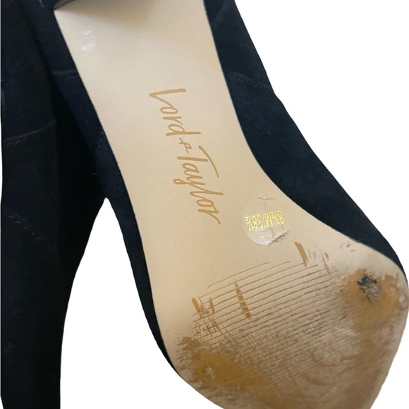 Lord & Taylor black suede cone heel boots 8.5 - Picture 13 of 16